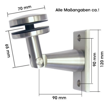 Wandanschluss 120/50/10 mm mit Punkthalter 70 mm , M12, V4A